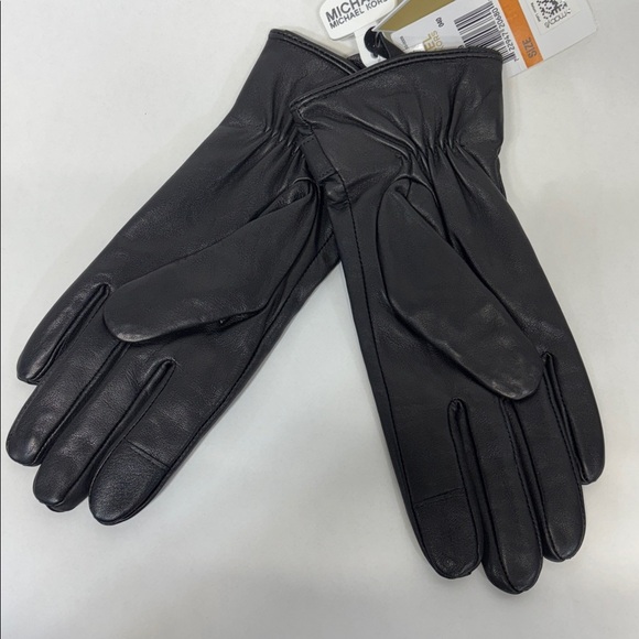 Michael Kors black 
Genuine Leather with Logo Gloves with Touch Tips S - Picture 6 of 10